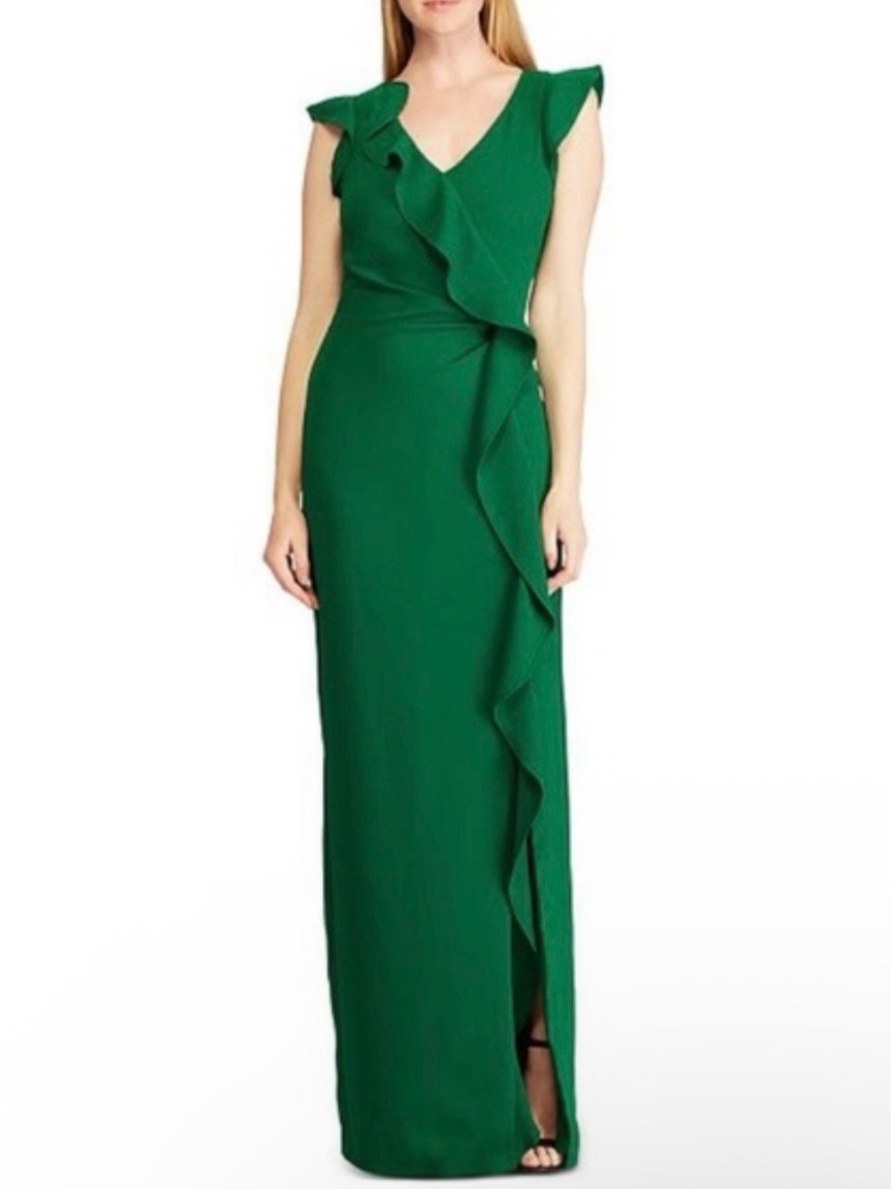 Lauren Ralph Lauren Emerald Green Ruffle Maxi Dress – Size 18